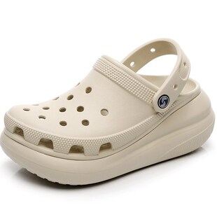 New Summer Puff Cave Shoes Women's Non-Slip Deodorant EVA Thick Bottom Heightened Beach Sandals for Outer Wear