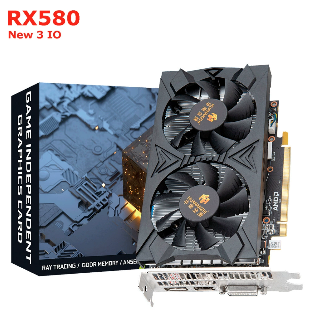 Графическая карта (AMD) RX580 8GB GDDR5, 2048SP, двойной вентилятор для игр, PCIe 3.0 3‑IO