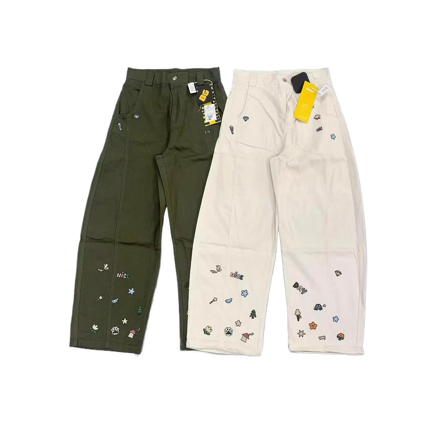 Autumn trendy American distressed washed straight leg jeans for men and women, retro loose fit, wide-leg versatile trousers