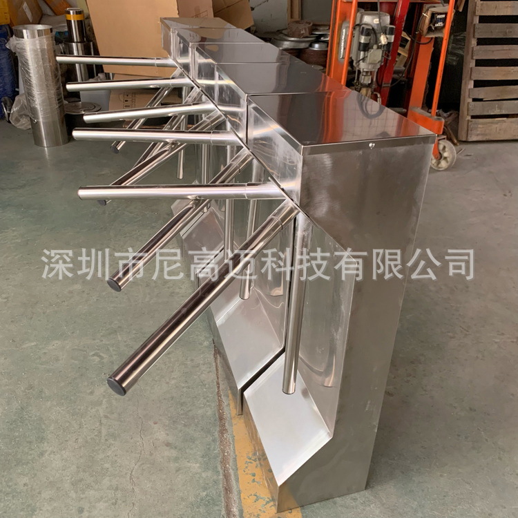 不锈钢手动机械单向转闸食品厂行人只进不出三辊闸门禁机导向禁行