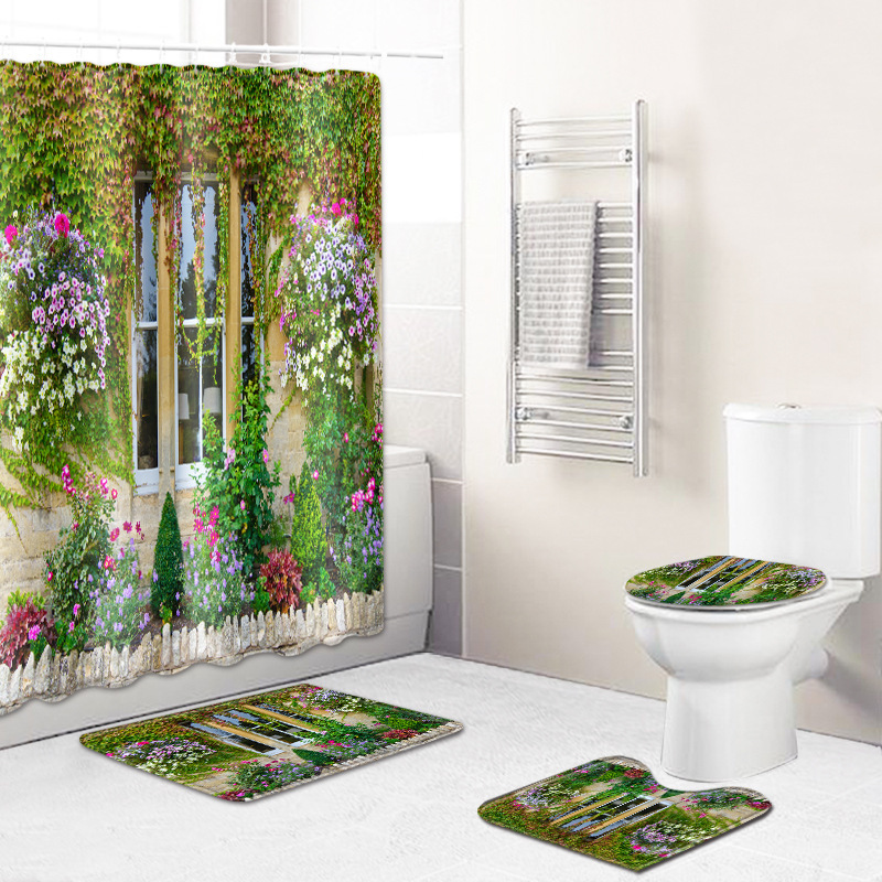 Cross-border hot-selling window waterproof shower curtain bathroom non-slip mat wish Pinduoduo cross-border supplier factory delivery