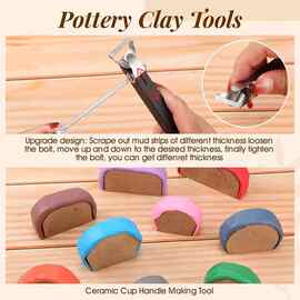 1套 颜色：图片色 材质：木+金属 陶艺把手工具 陶艺茶杯水杯器皿