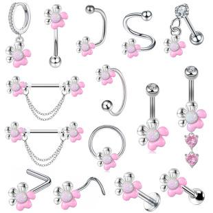 European and American Stainless Steel Various Facial Jewelry, Lip Studs, Ear Studs, Ear Bone Studs, Breast Rings, Zircon Simple Jewelry