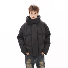 美式复古纯色机能抽绳连帽面包服棉衣小众高级感棉袄棉服外套冬季