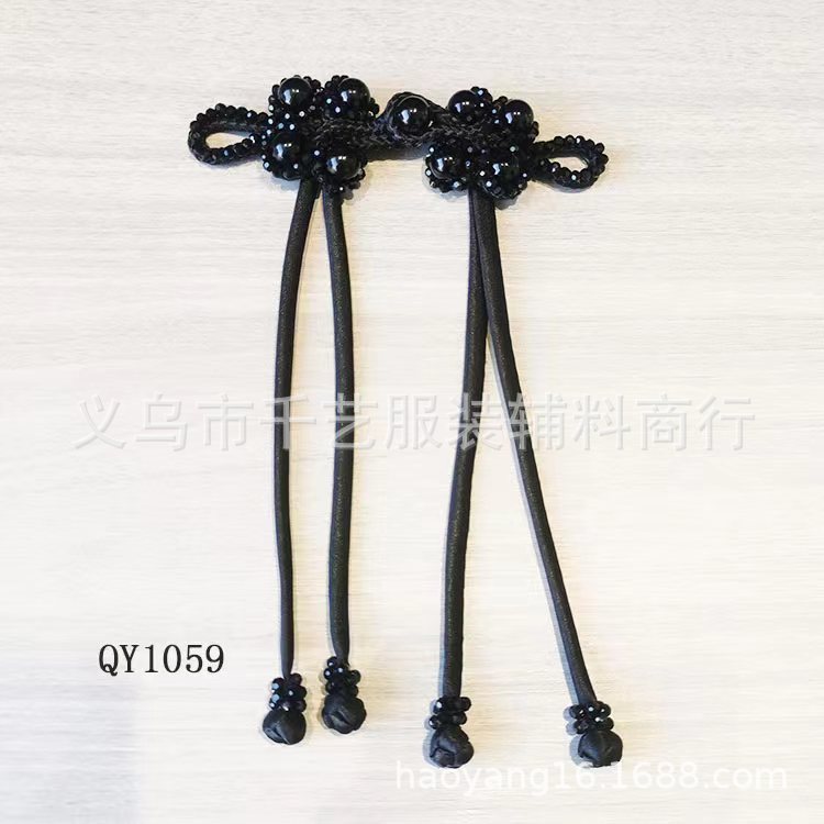 长尾巴国风黑色订珠旗袍纽扣中国风时尚毛衣呢子服饰盘扣舞台大衣