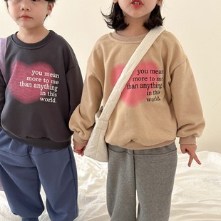 Children's Pullover Sweatshirt Spring & Fall Style Boys and Girls Spring Letter Loose Top 24 New Baby Long-Sleeved T-Shirt