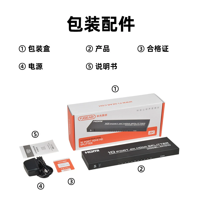 [Translation not needed for this input as it appears to be a product specification without a clear Type/Brand/Model format. If translation is required, possible rendering: "Разветвитель HDMI инженерного класса с разрезкой 1x10, 4K, разделение сигналов, 1 вход, 10 выходов, 1 минута 10 HDMI точек"