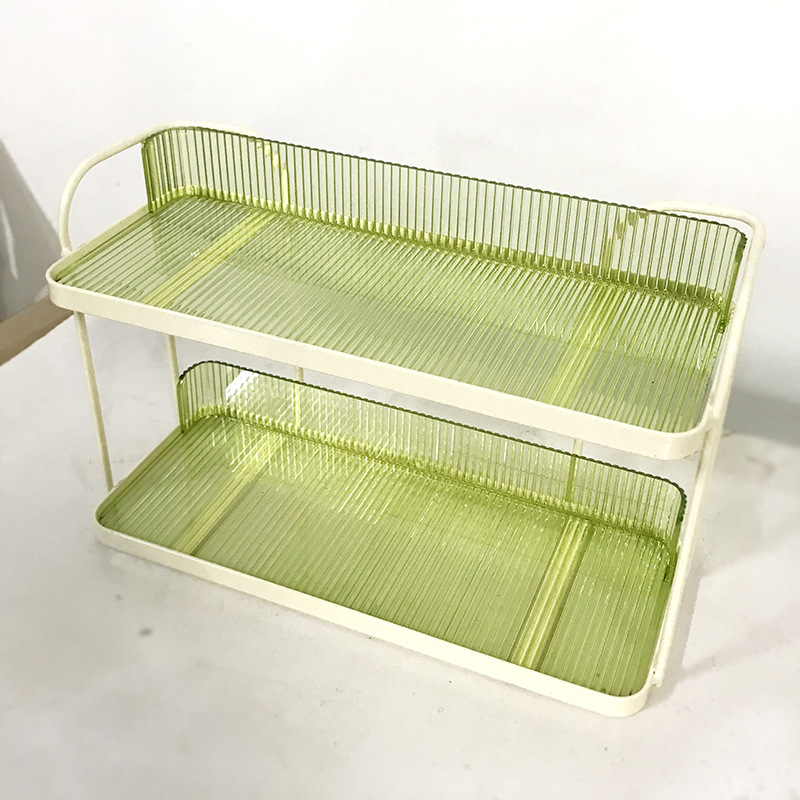 Estante de almacenamiento de condimentos de cocina estante de almacenamiento multifuncional estante de acabado dormitorio lujoso cosméticos perfumes estante de escritorio de doble capa