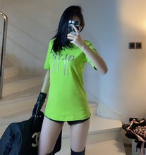 实拍大码胖希音亚马逊东大门手工钉钻珠片大码女装恤