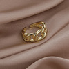 Small design retro one size golden metal ring, European style