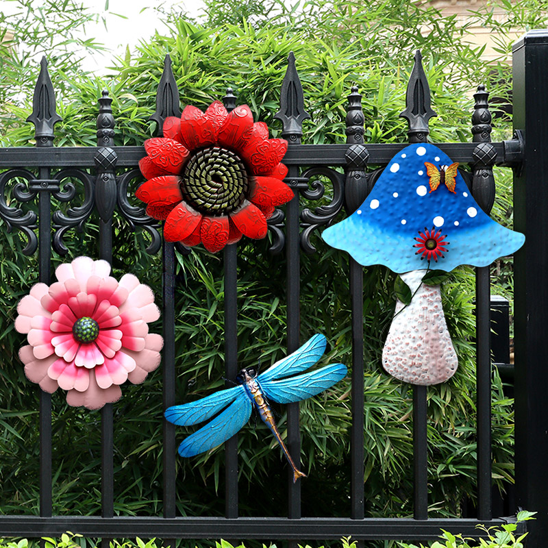 7N花园庭院墙上铁艺墙面装饰品挂件花朵蝴蝶幼儿园户外阳台壁挂壁