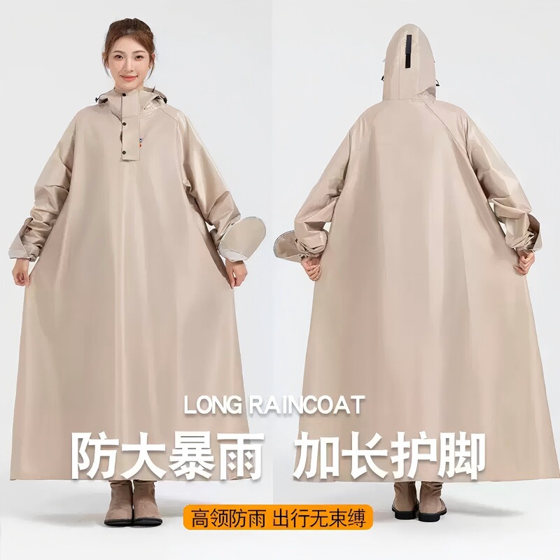 Electric Vehicle Raincoat, One-Piece, Full-Body, Storm-Proof, Long, Thickened, with Sleeves, Motorcycle Riding Poncho