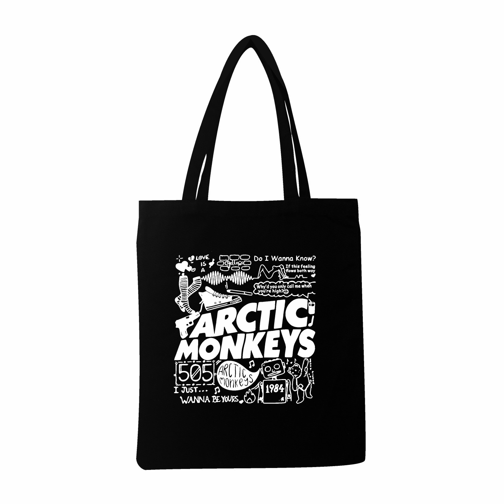 2025 nuevo anime japonés de dibujos animados rock mono ártico patrón de álbum de música de venta caliente bolsas de mano transfronterizas