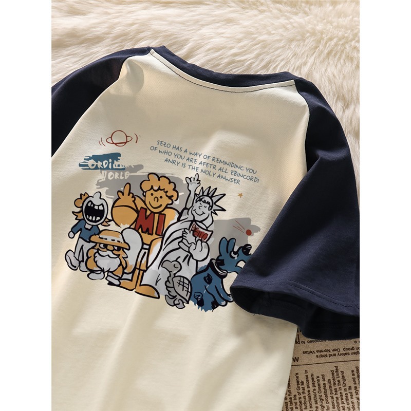 Retro cotton design short sleeve T-shirt
