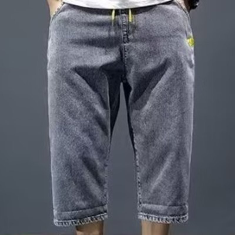 Pantalones cortos de mezclilla de verano para hombres 2024 pantalones cortos de mezclilla coreanos finos sueltos rectos casuales de verano