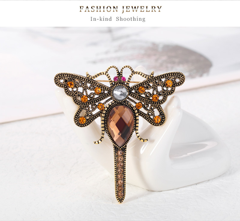 European And American Retro Big Dragonfly Brooch Full Of Diamond Brooch display picture 4