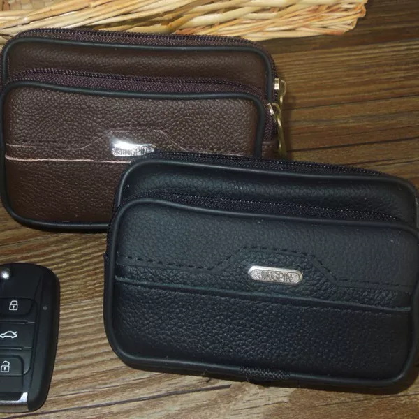 Synthetic Leather Mobile Phone Waist Bag, Belt-Worn, Men's Multi-Functional Mobile Phone Bag, Double-Layer Men's Small Waist Bag