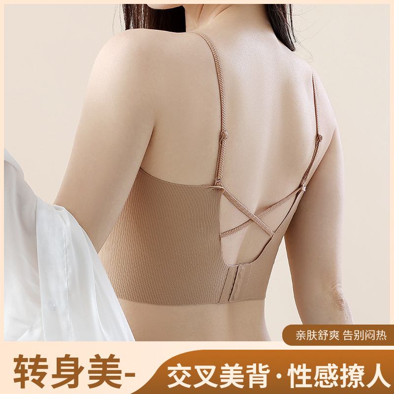 无痕抹胸上托防下垂小胸聚拢内衣女士夏天防走光薄显瘦固定杯裹胸|undefined