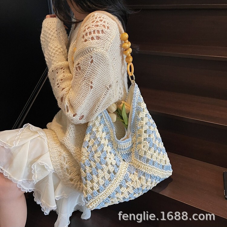 Customized Super Popular Ins Lazy Style Woven Bag Straw Bag Women's Large Capacity Bohemian Style Seaside Beach Bag Customized Super Popular Ins Lazy Style Woven Bag Straw Bag Women's Large Capacity Bohemian Style Seaside Beach Bag