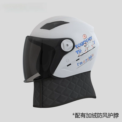All-Season Warm and Sun-Proof Half Helmet – Motosiklet kaskı (dəbilqə) - dazzling-gray-sun-protection-long-mirror-detachable-warm-neck-scarf-3c