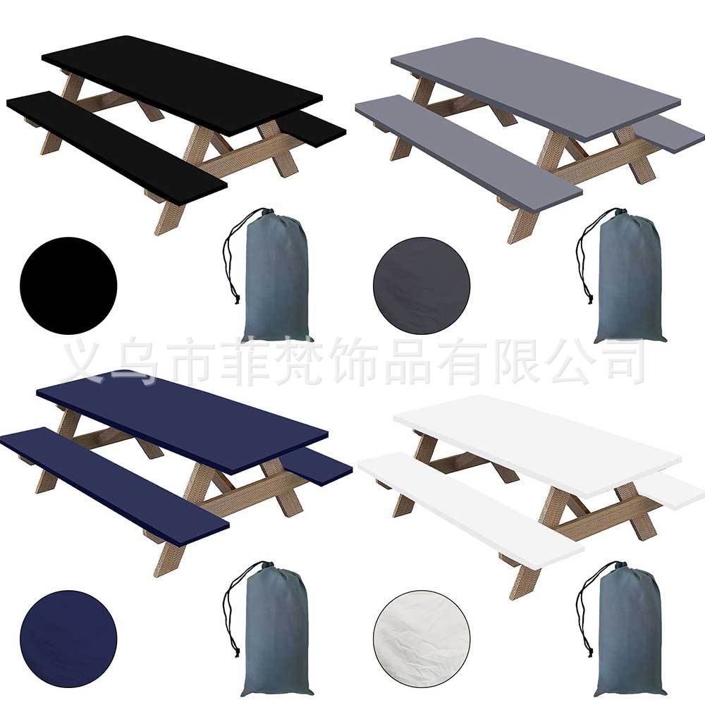 2025 New Three-Piece Patio Table Cover Set Picnic Tablecloth and Stool Cover, Full Polyester Micro-Elastic Table Cover, Waterproof, Oil-Proof, Washable