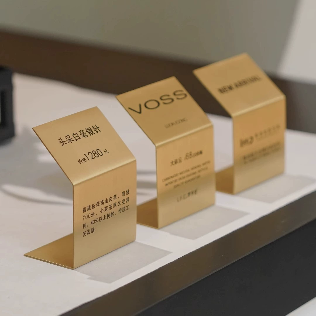 Латунная настольная карточка, индивидуальная косметика и уход за кожей, описание продукта, введение, держатель для настольной карты, дисплейная карта, мини-подставка из чистой меди