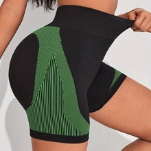 外贸欧美无缝瑜伽短裤提臀高腰健身裤紧身跑步运动速干短裤外穿女
