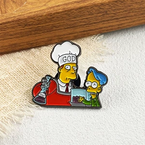 The Simpsons God Science Brooch Funny Cartoon Animation Metal Badge Pin Enamel Accessories