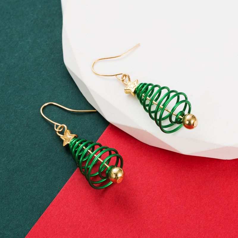 1 Pair Fashion Christmas Tree Enamel Alloy Drop Earrings display picture 2