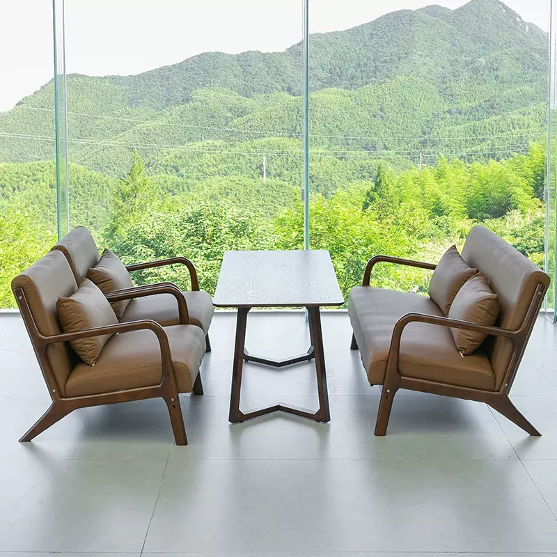 咖啡厅桌椅组合茶楼酒吧奶茶店单人沙发椅子民宿酒店休闲复古大款