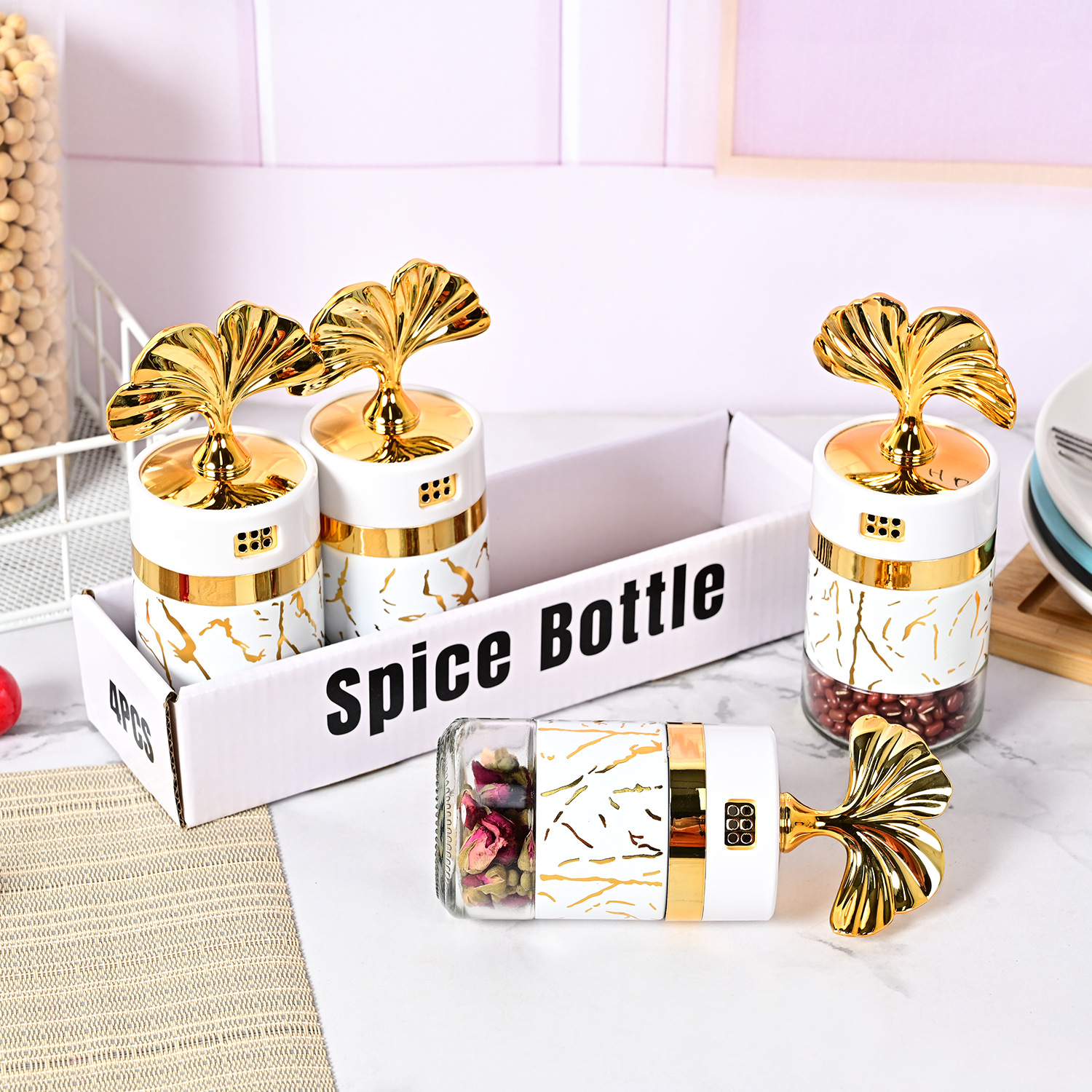 Amazon nuevo hogar cocina a prueba de humedad de vidrio sellado condimento botella cocina sabor sal condimento botella traje