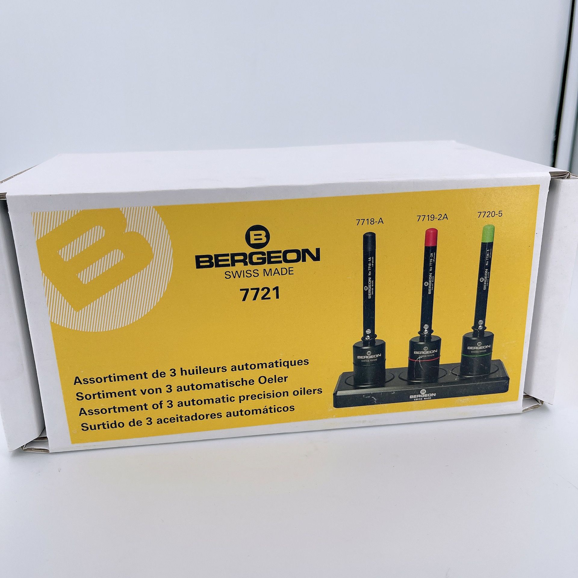 瑞士原装BERGEON 7721 三支套装带底座自动点油笔 7718 7719 7720