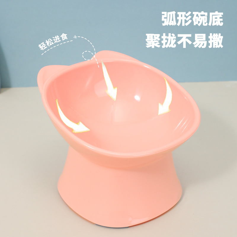 Tazón para gatos Tazón para mascotas Suministros para gatos Tazón para gatos lindo Tazón individual para mascotas Cuello para gatos Tazón para comida para gatos Tazón para pies de plástico anti-volcado