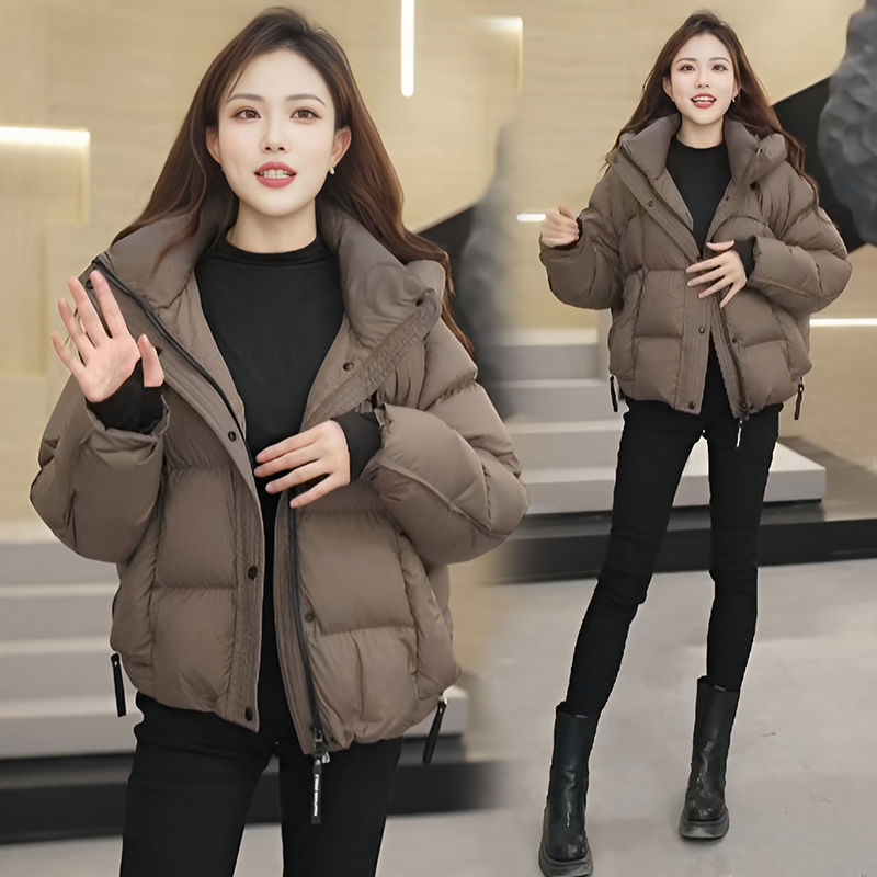 Short Cotton Jacket for Women, 2025 European Style, Petite, Hooded, Loose, Versatile, Thickened, Warm, Trendy