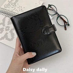 中古kitty猫黑色a7皮质活页卡册手账本手工便携笔记本日记记事本