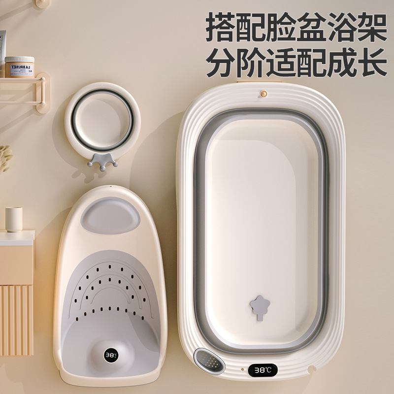 Baño de bebé sensible a la temperatura personalizado, baño de bebé largo, baño plegable para el hogar, baño de bebé para sentarse y acostarse
