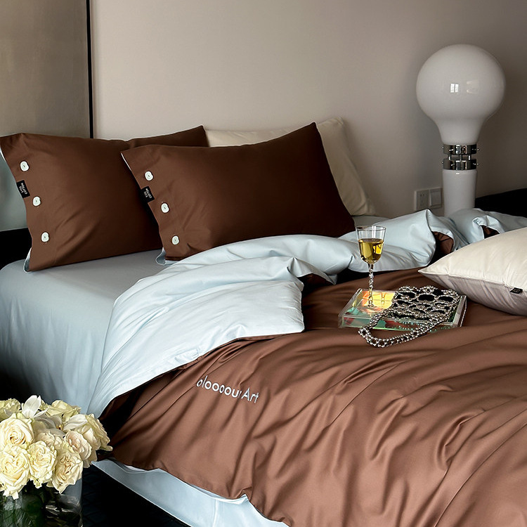 Play with Colors~ Reversible Artistic-Toned 100S High-Thread-Count Cotton Four-Piece Set, Pure Cotton Bed Sheet, Fitted Sheet, Satin Play with Colors~ Reversible Artistic-Toned 100S High-Thread-Count Cotton Four-Piece Set, Pure Cotton Bed Sheet, Fitted Sheet, Satin