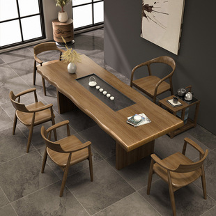 Chinese-style Solid Wood Tea Table Household Log Balcony Tea Table Office Tea Room Reception Reception Tea Tray Integrated Tea Table