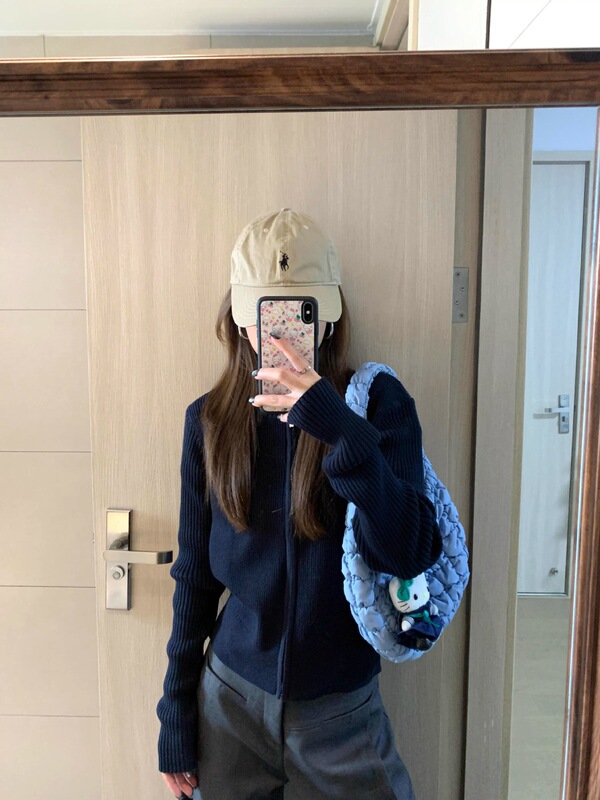OOKSTUDIOS拉链毛衣针织开衫女2025秋季辣妹短款显瘦百搭外套潮|undefined
