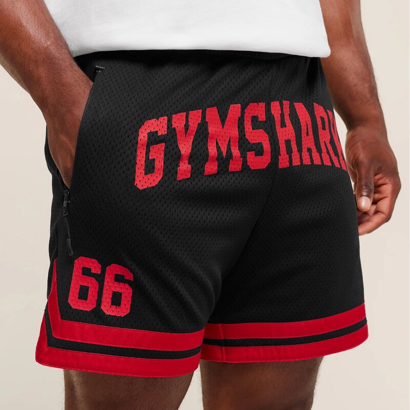 Gym-Shark Shark Shorts American-Style Sports Shorts Fitness Training Quick-Dry Mesh Breathable Student Sports Shorts