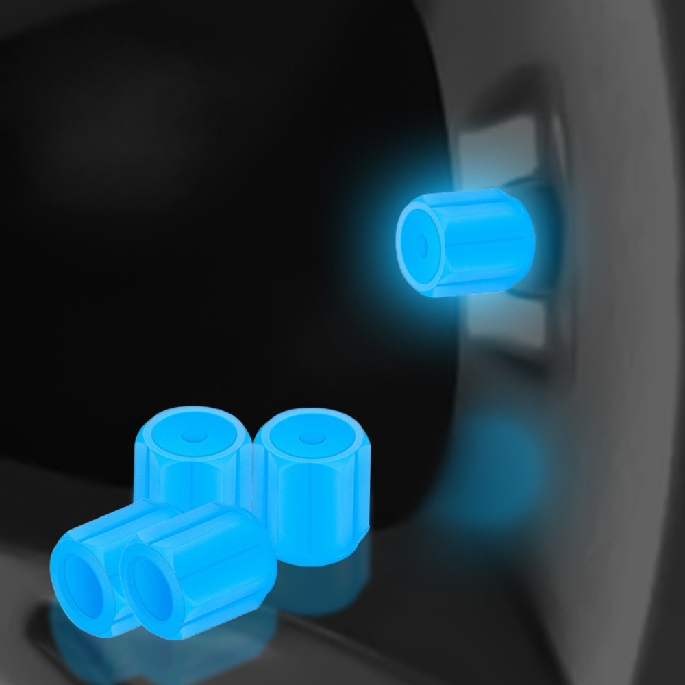 New Glow Dark Car Tire Valve Cap 4-Piece Set of Luminous Car Tire Valve Caps