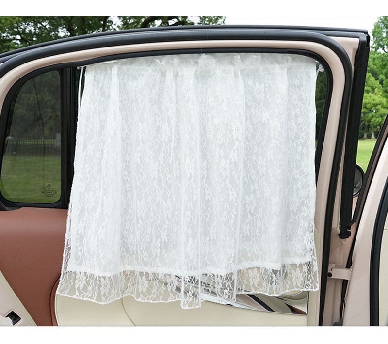 Lace Double-Layer Car Curtains, Baby Sun Protection and Heat Insulation Car Sunshades, Hanging Car Privacy Curtains