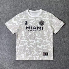 短迷彩漫画体育T-衬衫2025，带3D圆-Neck Miami International