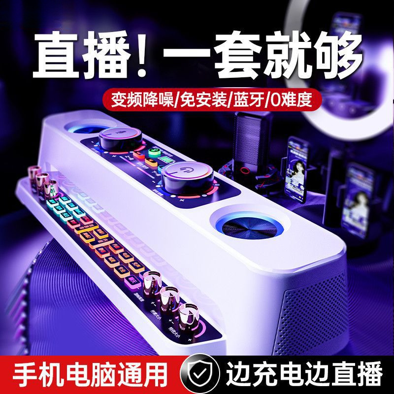 Sound Card and Speaker All-In-One Sound Card Live Broadcast Equipment Professional-Grade Tiktok Streamer Live K-Song Universal