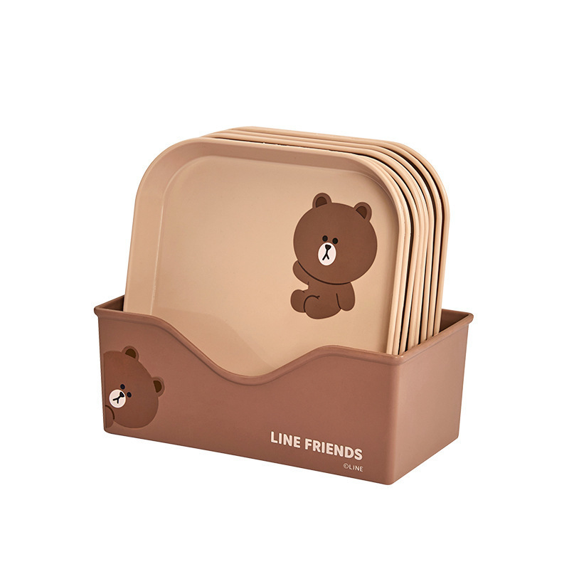 LINE FRIENDSは骨皿を吐く家庭用プラスチック骨皿角型小皿小皿ゴミ皿骨皿を吐く|undefined
