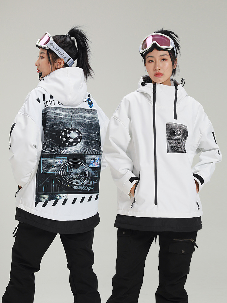 Jauna pāra slēpošanas kostīms sniega uzvalks foršs slēpošanas džemperis ar rāvējslēdzēju_voghion.com