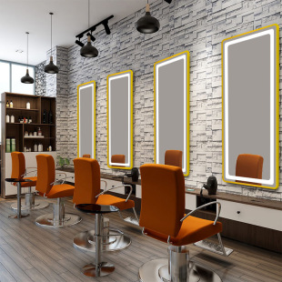 HD mirror table hair mirror hair salon haircut Wall LED with light factory custom barber shop mirror wholesale