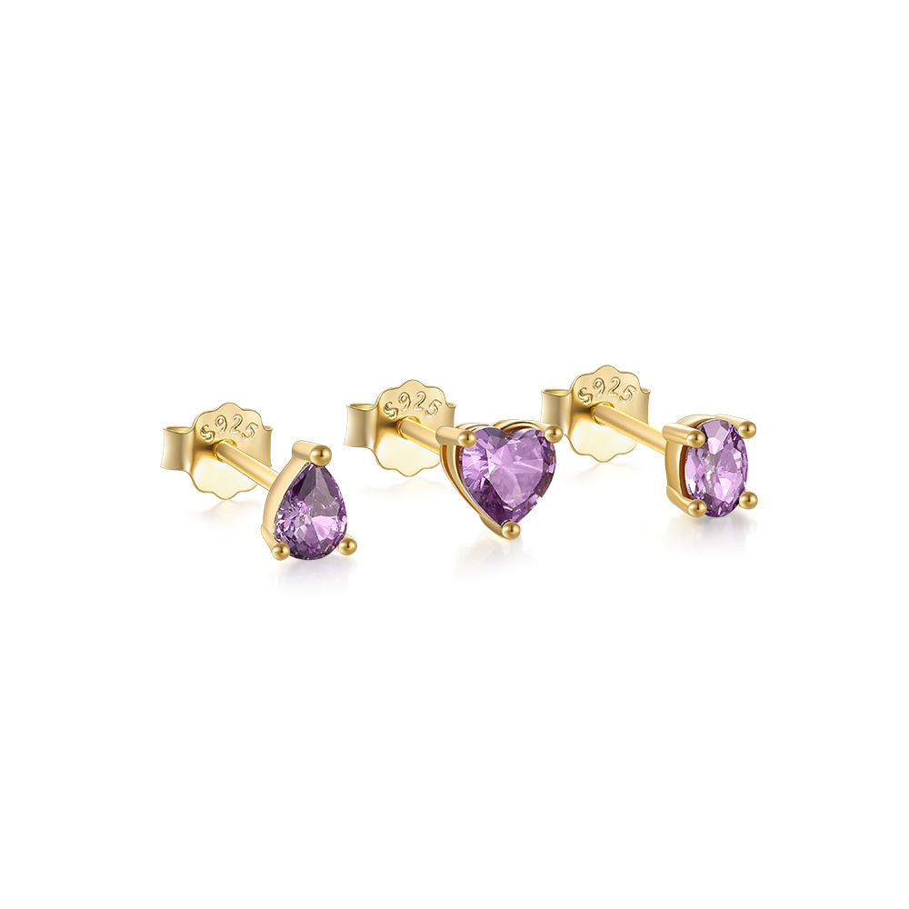 3g Weight Zircon Inlay Material Ear Studs Classification 3 Pieces Set Quantity Daily Occasion 925 Sterling Silver Material Geometric Pattern Women's Gender Plating, Inlay Design Simple Style Style 3 Pieces Set 925 Sterling Silver Zircon Geometric Ear Studs 38