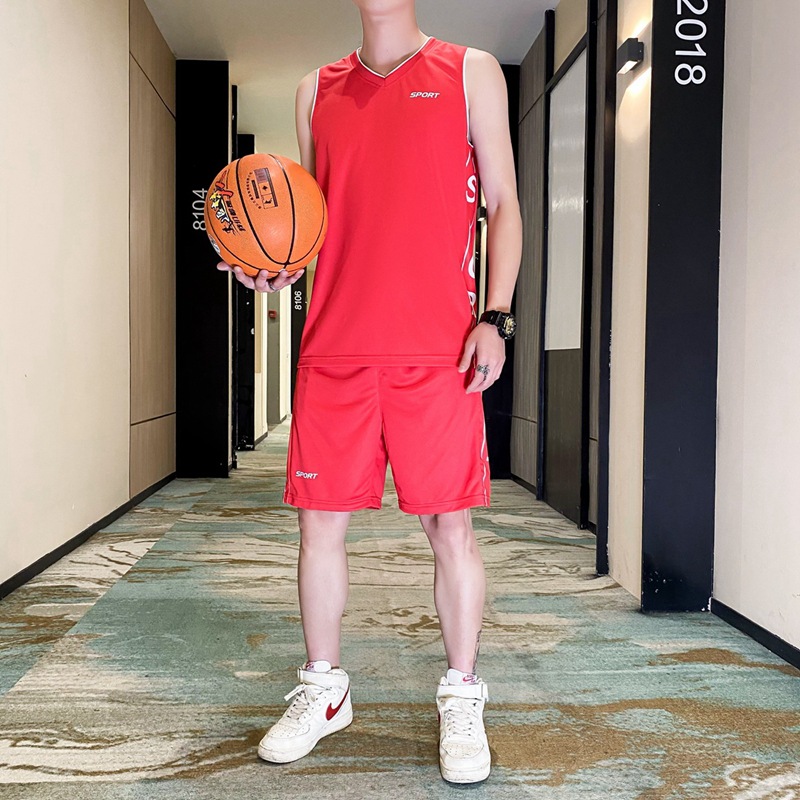 Traje de uniforme de baloncesto impresión de los hombres Verano de secado rápido deportes sueltos ins equipo de entrenamiento uniforme estudiante Jersey impresión