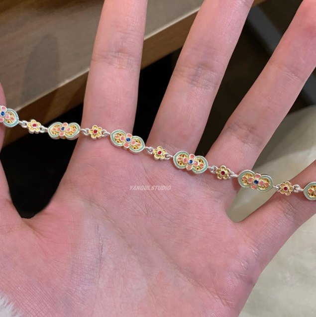 东方绮韵！珐琅小花手链尽显风情古韵繁花精致典雅尽显温婉女风情|undefined